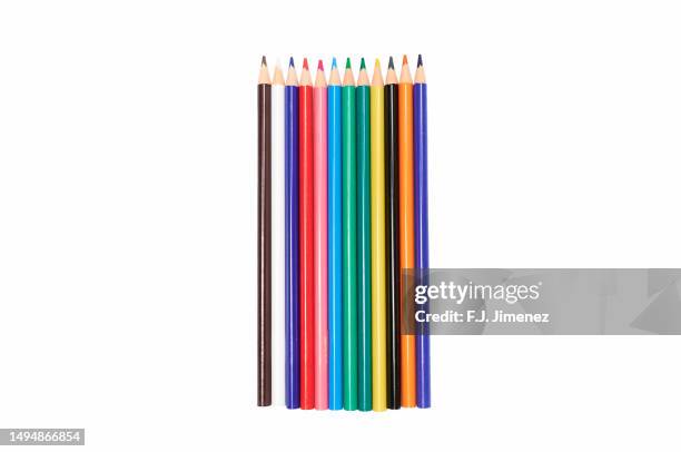 colored pencils on white background - colored pencil stock pictures, royalty-free photos & images