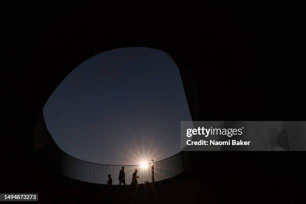 General view outside the stadium prior to the UEFA Europa League 2022/23 final match between Sevilla FC and AS Roma at Puskas Arena on May 31, 2023...