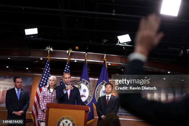 House Minority Leader Hakeem Jeffries speaks on the debt ceiling at the U.S. Capitol on May 31, 2023 in Washington, DC. The House of Representatives...