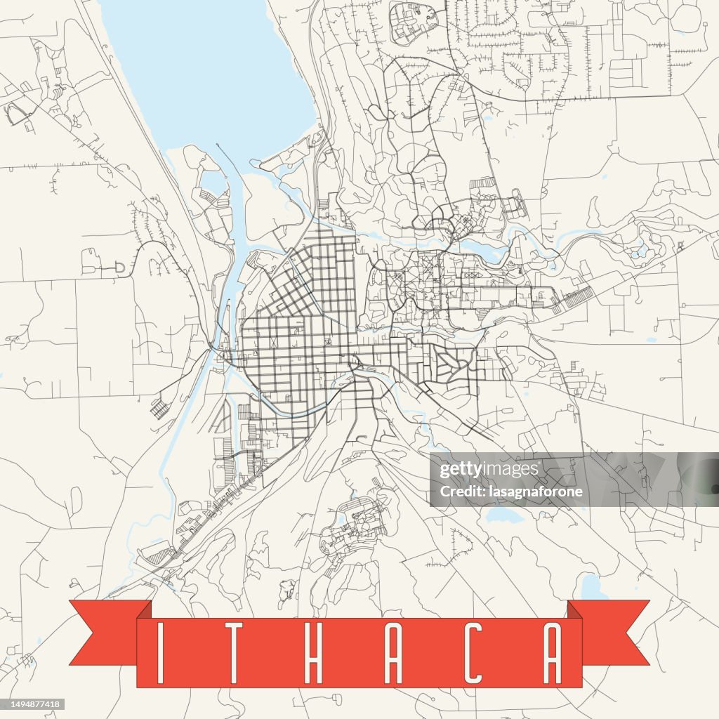 Ithaca, New York, USA Vector Map