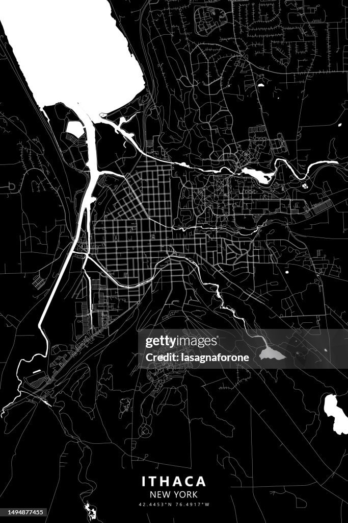 Ithaca, New York, USA Vector Map