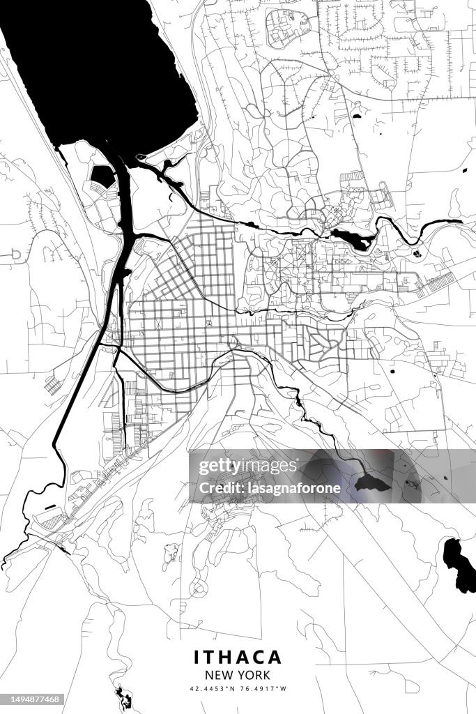 Ithaca, New York, USA Vector Map