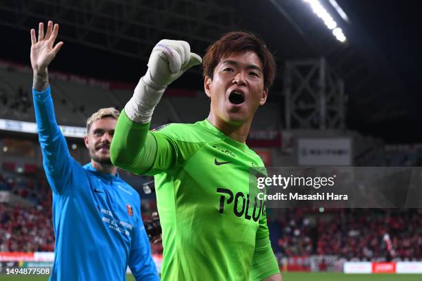 Shusaku Nishikawa of Urawa Reds celebrates the win after the J.LEAGUE Meiji Yasuda J1 11th Sec. Match between Urawa Red Diamonds and Sanfrecce...