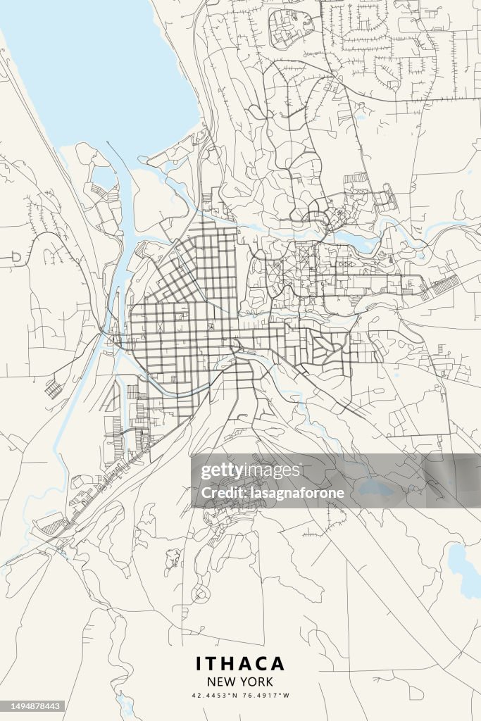 Ithaca, New York, USA Vector Map