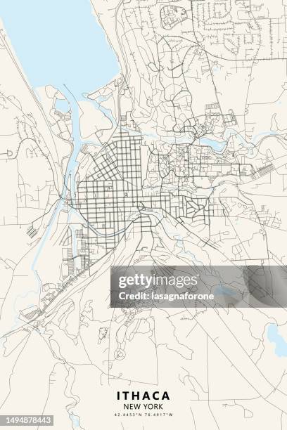 ithaca, new york, usa vector map - cornell university sign stock illustrations