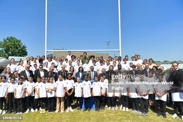 Mika, Tendai Mtawarira, Sir Bill Beaumont, Amelie Oudea-Castera, France’s Minister of Sports, Olympic and Paralympic Games, Jacques Rivoal, Pap...