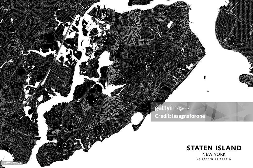 Staten Island, New York, USA Vector Map