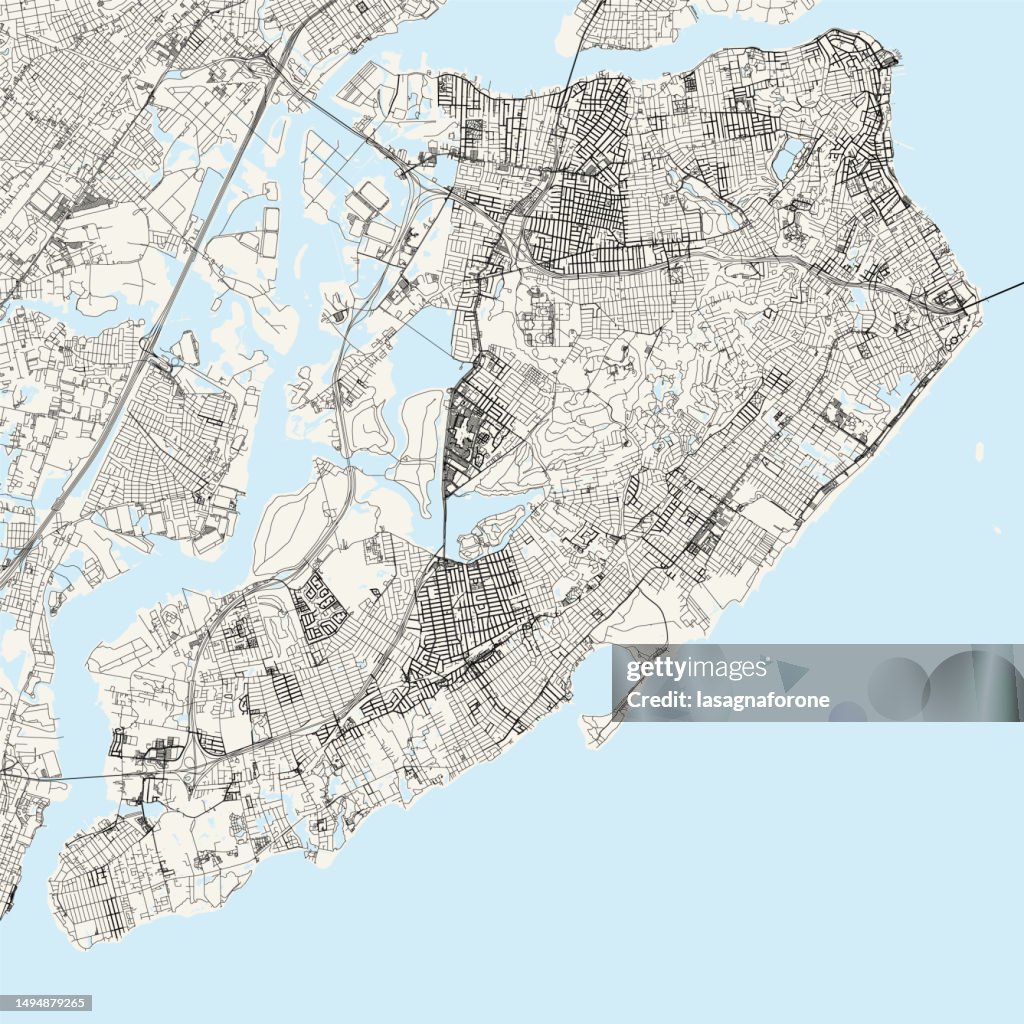 Staten Island, New York, USA Vector Map