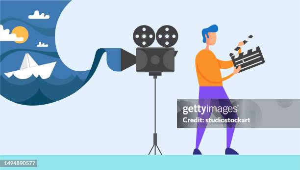 movie production studio - movie crew stock illustrations