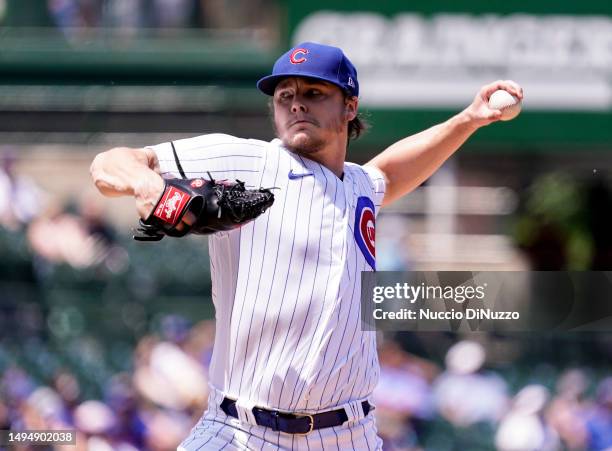 Justin Steele of the Chicago Cubs throws a pitch during the third inning of a game against the Tampa Bay Rays at Wrigley Field on May 31, 2023 in...