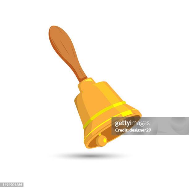 ilustraciones, imágenes clip art, dibujos animados e iconos de stock de diseño vectorial del icono del timbre sobre fondo blanco. - campana