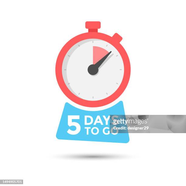five days to go badge vector design on isolated white background. - countdown stock illustrations