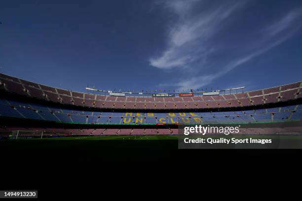 General view inside the stadium ahead the LaLiga Santander match between FC Barcelona and RCD Mallorca at Camp Nou on May 28, 2023 in Barcelona,...