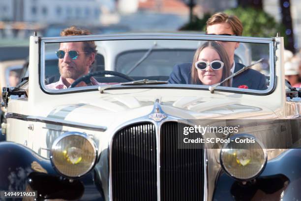 Pierre Casiraghi and Princess Alexandra of Hanover parade in vintage cars as part of the celebrations to mark the birth of the late Rainer III on May...