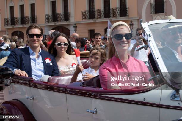 Pierre Casiraghi and Beatrice Borromeo and Ben Sylvester Strautmann and Princess Alexandra of Hanover parade in vintage cars as part of the...