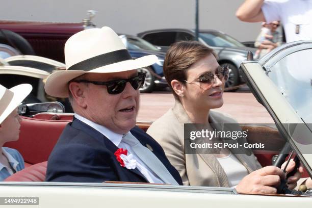 Prince Albert II of Monaco and Princess Charlene of Monaco parade in vintage cars as part of the celebrations to mark the birth of the late Rainer...