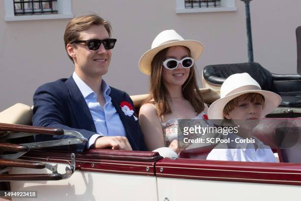 Ben Sylvester Strautmann and Princess Alexandra of Hanover parade in vintage cars as part of the celebrations to mark the birth of the late Rainer...