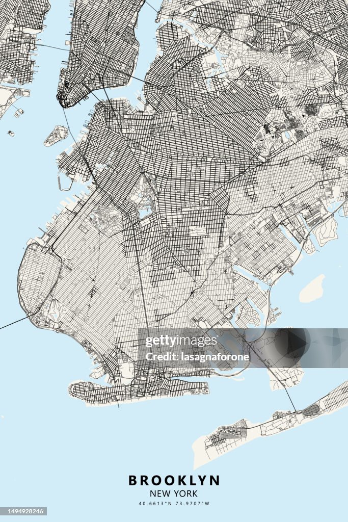 Brooklyn, New York, USA Vector Map