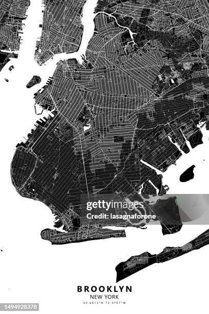 stockillustraties, clipart, cartoons en iconen met brooklyn, new york, usa vector map - nyc map vector