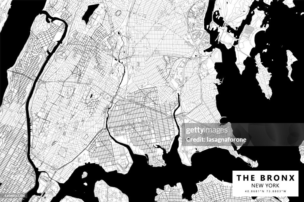 Mappa vettoriale del Bronx, New York, Stati Uniti