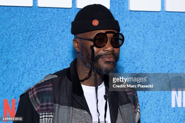 Djibril Cisse attends the "Nouvelle Ecole 2 - Netflix Party Celebration" photocall at Theatre National de Chaillot on May 31, 2023 in Paris, France.