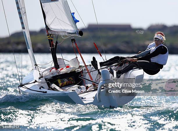 Anna Tunnicliffe, Debbie Capozzi and Molly O'Bryan Vandemoer of the United States in action during day one of the Elliott 6 meter match racing class...