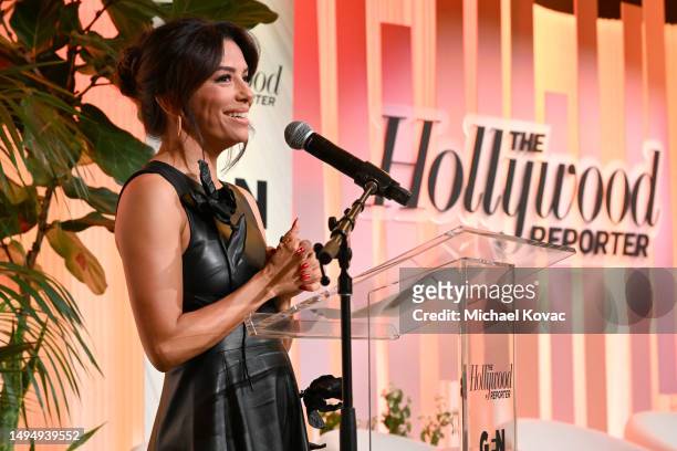 Eva Longoria speaks onstage during The Hollywood Reporter Raising Our Voices DEIA Luncheon at Wallis Annenberg GenSpace on May 31, 2023 in Los...