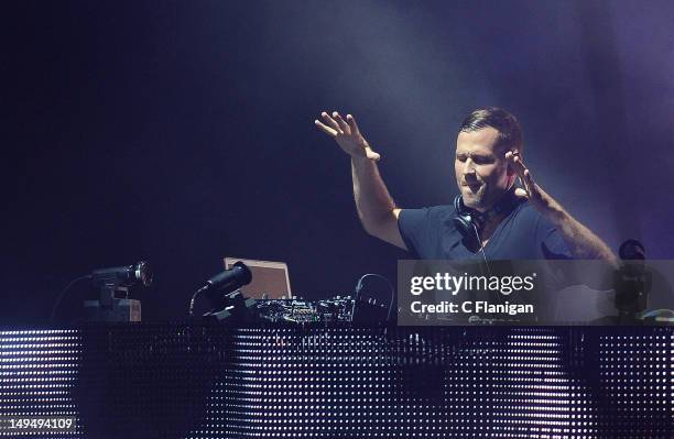 Producer Kaskade performs during his Freaks of Nature Tour presented by RockStar energy drink at Bill Graham Civic Auditorium on July 28, 2012 in San...