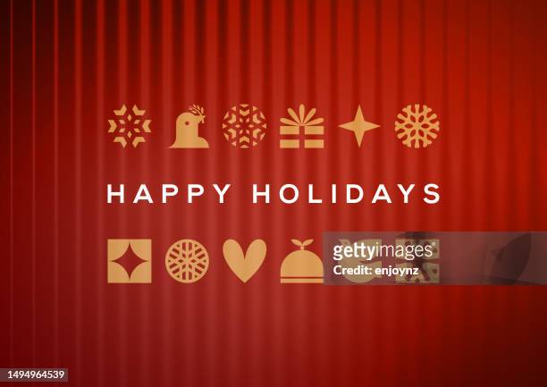 rotes und goldenes weihnachtskartendesign - gold heart stock-grafiken, -clipart, -cartoons und -symbole