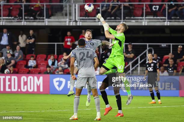 Jonathan Sirois of CF Montréal makes a punching save against the D.C. United during the second half of the MLS game at Audi Field on May 31, 2023 in...