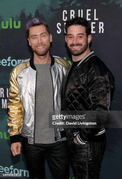 Lance Bass and Michael Turchin attend the premiere of Freeform's "Cruel Summer" Season 2 at Grace E. Simons Lodge on May 31, 2023 in Los Angeles,...