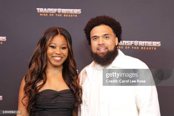 Dominique Fishback and Steven Caple Jr. Attend the "Transformers: Rise of the Beasts" screening at Regal Atlantic Station on May 31, 2023 in Atlanta,...