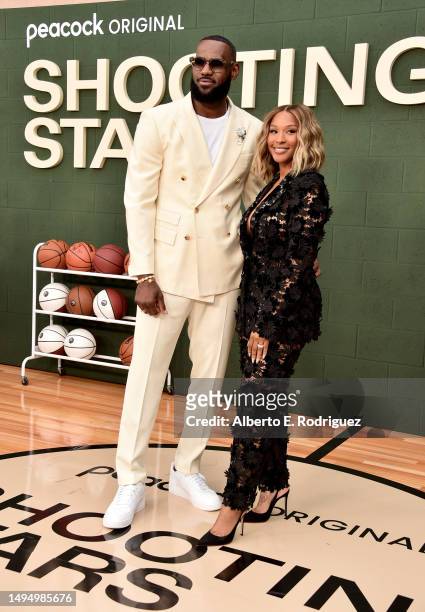 LeBron James and Savannah James attend the Los Angeles premiere of Universal Pictures' "Shooting Stars" on May 31, 2023 in Los Angeles, California.