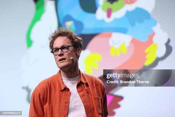 Jordy van den Nieuwendijk, Artist and Illustrator speaks on stage during a session at Semi Permanent Sydney 2023 at Carriageworks on June 01, 2023 in...