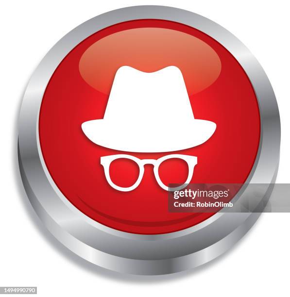 shiny red incognito push button - neighborhood crime watch stock illustrations