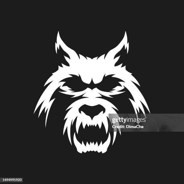 illustrations, cliparts, dessins animés et icônes de chien, loup, tête de loup-garou - silhouette vectorielle découpée - monstre