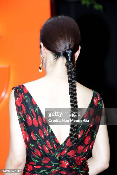 South Korean actress Ki Eun-Se, hair detail, attends the photocall of Dolce and Gabbana 'DG Logo Bag' launch party on May 31, 2023 in Seoul, South...