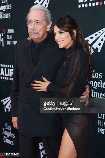 Edward James Olmos and Eva Longoria attend the 2023 Los Angeles Latino International Film Festival opening night film "Flamin' Hot" at TCL Chinese...