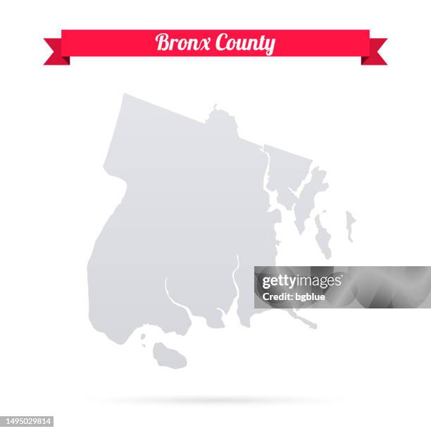 bronx county, new york. map on white background with red banner - bronx map stock illustrations