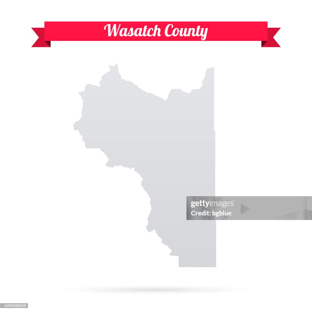 Wasatch County, Utah. Map on white background with red banner