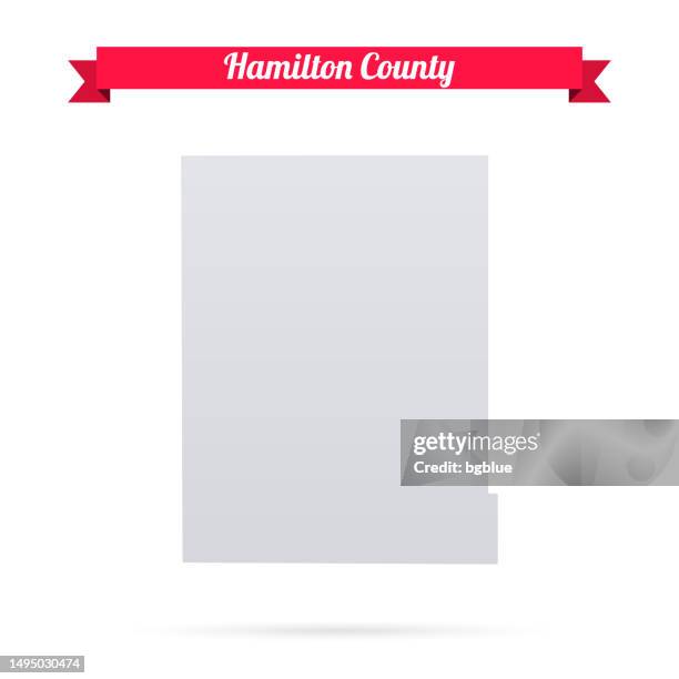 hamilton county, kansas. map on white background with red banner - syracuse stock illustrations