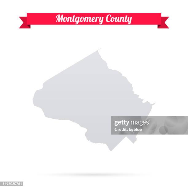 illustrations, cliparts, dessins animés et icônes de le comté de montgomery, situé dans l’état du maryland. carte sur fond blanc avec bannière rouge - maryland