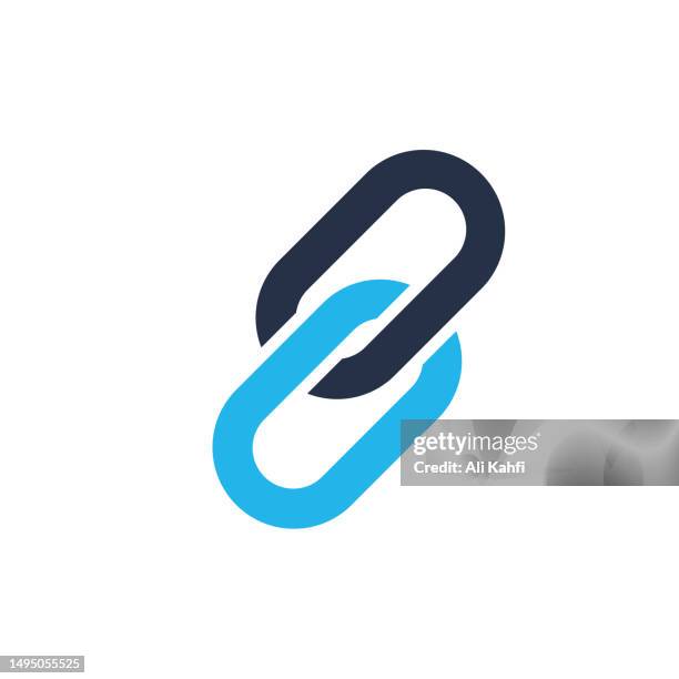 illustrazioni stock, clip art, cartoni animati e icone di tendenza di icona a due maglie di catena - attaccato