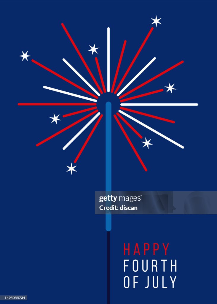 4th of July Greeting Card with Sparkler.