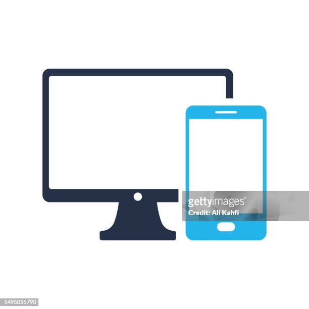 gadgets icon - desk tablet phone monitor stock illustrations