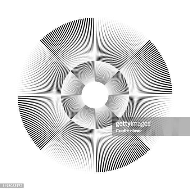 eight sections shape made of slim triangles in two orbits - concentric triangles stock illustrations