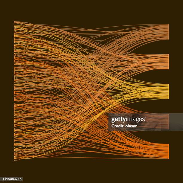 orange-gold curves ordered into five lanes - path infographic stock illustrations
