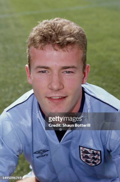 England Under 21 striker Alan Shearer pictured before a match against Turkey in May 1991.