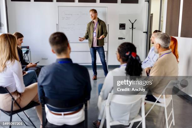 modern people attending a business training - smart goals stock pictures, royalty-free photos & images