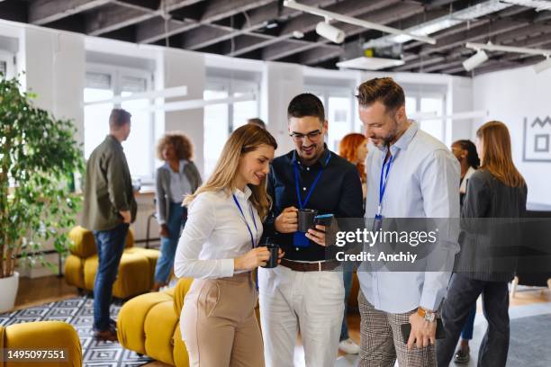 colleagues talking about business - making connections stock pictures, royalty-free photos & images